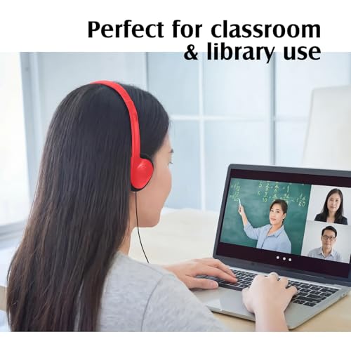 Flutesan 20 Pack Headphones Bulk Libraries Wired on Ear Headphones Over The Head Earphones for Boys Girls Adults(Red) - color: Red
