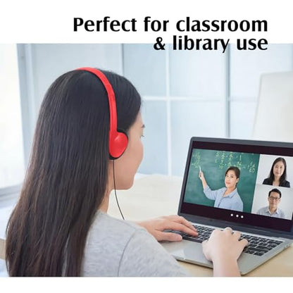 Flutesan 20 Pack Headphones Bulk Libraries Wired on Ear Headphones Over The Head Earphones for Boys Girls Adults(Red) - color: Red