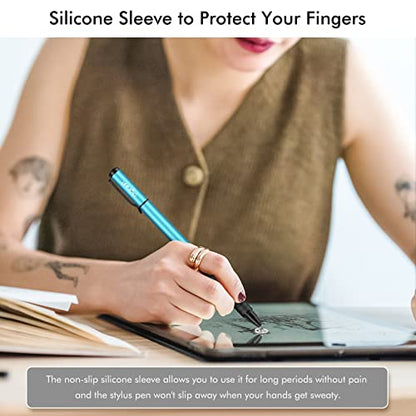 Digiroot Universal Stylus,[2-in-1] Disc Stylus Pens for All Touch Screens Cell Phones, iPad, Tablets, Laptops with 6 Replacement Tips(4 Discs, 2 Fiber Tips Included) - (Blue) - color: Blue