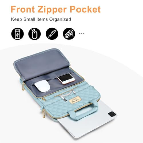 MOSISO 12.9 inch Tablet Sleeve Bag for iPad Pro 13 M4&iPad Air 13 M3 M2,iPad Pro 12.9 M2 M1 6/5,Surface Laptop Go 12.4,Galaxy Tab S8+/S9+ 12.4,Square Quilted Carrying Case with 2 Pockets, Ice Blue - color: Ice Blue, size: 12.9 inch