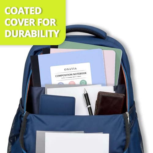 ONAVIA Plastic Composition Notebook College Ruled Bulk, 160 Pages, Black | 80 Sheets, 9.75 x 7.5 in, 12 Pack Poly Cover Notebook, Waterproof, Durable, Sewn Binding, Notebooks for School - color: Black, style: 12 Pack