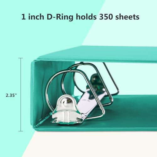 ViVin 튼튼한 3.8cm(1.5인치) 3링 바인더, 포켓 포함, 슬랜트 D 링, PVC 프리, 맞춤형 클리어 뷰 바인더, 21.6 x 27.9cm(8.5 x 11인치) 용지 350장 보관, 6팩 (레이크 그린) - color: 그린 레이크, size: 1.5인치