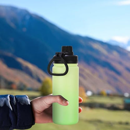 DOMICARE 16 oz Kids Water Bottle for School Stainless Steel Double Wall Vacuum Insulated Water Bottle with Straw lids & Spout Lid, Leakproof BPA Free (Green gradient,4) - color: Green Gradient, size: 16oz/4 Pack