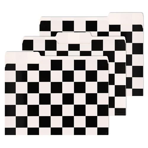 Whaline 24 Pack Checkered File Folders Letter Size Black White Buffalo Plaid File Pockets with 1/3 Cut Tab for Home Office Classroom Supplies, 8.9 x 11.6 Inch - style: Checkered