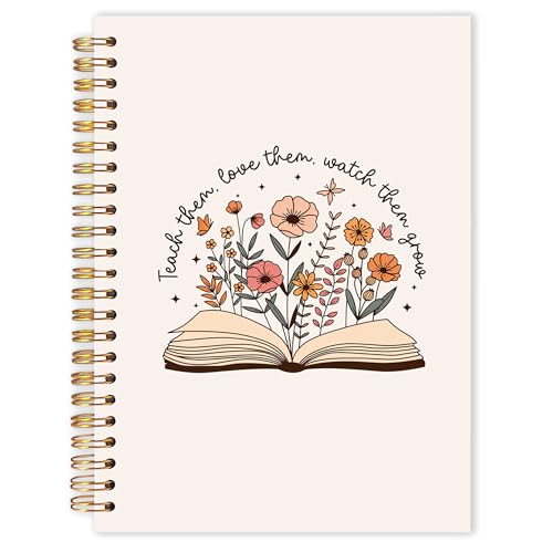 Floral Book Teachers Spiral Notebooks, End of Year Teacher Appreciation Gifts Journal, Reading Teacher Gifts Notebook for Note Taking, Teacher Office Supplies, 5.5x8.3 Inch - color: Floral Book