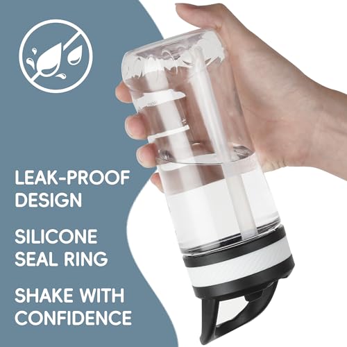 14oz Clear Kids Water Bottle with Straw Lid, BPA-Free Tritan, Measurement Scale, Sturdy Handle Wide Mouth Leak-proof Reusable Plastic Bottle for Boy& Girls, Back to School（Clear） - color: Clear