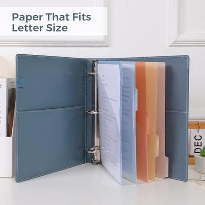 SKYDUE 3 Ring Binder with Clipboard, 2 Inch Heavy Duty Binder, PU Clipboard Binder with Notepad & 5 Dividers with 10 Pockets, Labels, Clipboard Folder Great for School Office(Fit Letter Sized Paper) - color: Blue, size: Letter Size - 2 Inch