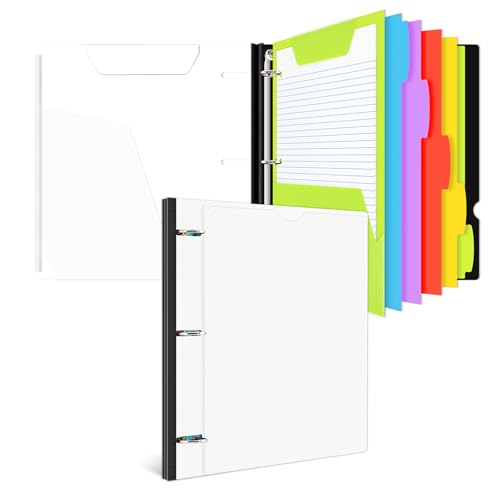 INFUN All-in-one Telescoping Binder Notebook, Refillable 3 Ring Notebook Binder with 1 Plastic Movable Pocket Folder,5 Plastic Subject dividers and Graph Paper and College Ruled Paper-White - color: White, size: 1 PCS