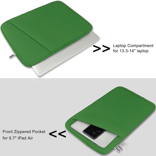 Askuko 14 inch Laptop Sleeve, Shockproof Protective Computer Cover, Durable Carrying Bag Laptop Case Compatible with 14"" MacBook Air/Pro HP Asus Lenovo Notebook, Dark Green - color: Dark Green, size: 14 inch