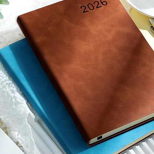 2026 Day Planner 2026 Leather Academic Journal Notebook with 360 Pages Lined for Men Women Daily Scheduling Planning Student Study Schedule Organiser - color: Grey
