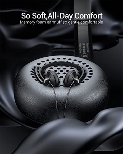 BINNUNE Wired Headphones with Microphone Headset - 3.5mm On-Ear Computer Headphones with Noise Cancelling Microphone for PC Laptop Home Office Online Class Skype Zoom Meetings Chat,Lightweight