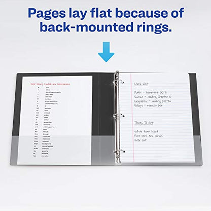Avery Durable View 3 Ring Binder, 1 Inch Slant Rings, 250-Sheet Capacity, DuraHinge, 1.4 Inch Wide Spine, Customizable Clear Covers and Spine, 1 Dark Blue Binder (17014) - size: 1"