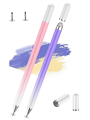 Stylus Pens for Touch Screens, High Precision Magnetic Disc Universal Stylus Pen for iPad, 2-in-1 iPad Pen Compatible with Nintendo Switch/iPhone/iPad/Android Tablets and so on(Pink/Purple) - color: Pink+Purple