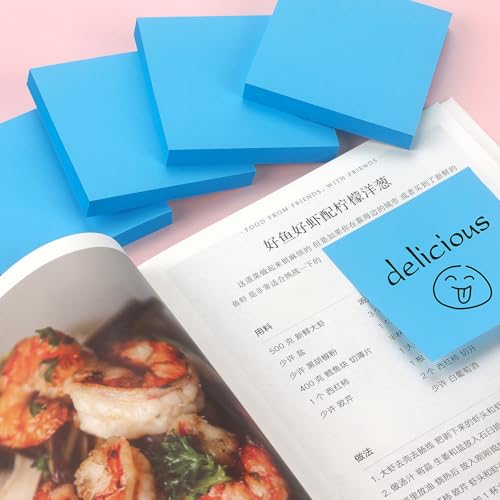 Sticky Notes 3x3 Pop Up Self-Stick Notes Pads with Bright Colors, Easy to Post for Office, School, Home, 4 Pads/Pack, 90 Sheets/Pad (Blue) - color: Blue