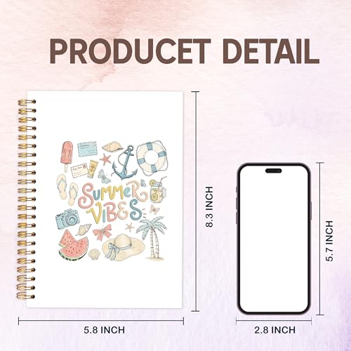 KAOWT Summer Coastal Notebook Journal, Tropical Beach Ocean Notebooks for Note Taking, Preppy Summer Vibes Journal, Beach Lover Gifts, Hardcover Spiral Notebook 5.5x8.3in - color: Summer notbook-Coastal