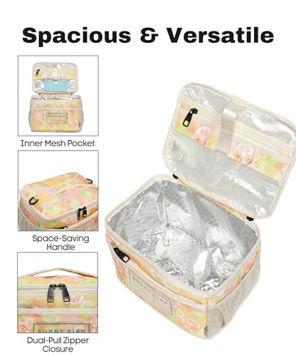SUNNY BIRD Foldable Insulated Lunch Bag Leakproof Thermal Lunch Box for Women Men Teen with Shoulder Strap (Grapefruit Pink) - color: Grapefruit Pink