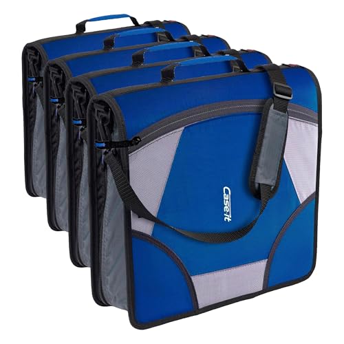 Case-it King Sized Zip Tab School Zipper Binder 4-Inch D-Rings,800 Sheet Capacity,5-Subject Expanding File Folder,Multiple Pockets & Storage Organizer,Shoulder Strap D-186 Midnight Blue(Pack of 4) - color: B Midnight Blue, size: 4 Pack