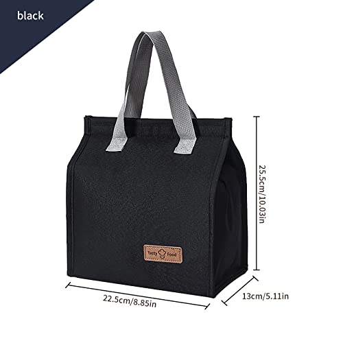 2pcs Black Lunch Bag Insulated, Lunch Box Bag, Reusable Lunch Tote Bag | small lunch tote,tasty food lunch bag,small cooler bag,Lunch Box Container Bag Insulated for Women, Men, Work, Office, Travel - color: Black