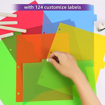 Colorful Binder Dividers with Tabs,Plastic Index with 8-Tabs,for 3 Ring Binder,6 Sets - style: 6 SETS 8 TAB