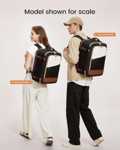 LOVEVOOK Travel Backpack for Women, 40L Carry On Backpack Flight Approved, Large Personal Item Bag Fits 17 inch Laptop, TSA Approved Luggage with 3 Packing Cubes,Waterproof Weekender Gym Daypack - color: Black-white-brown, size: 40L