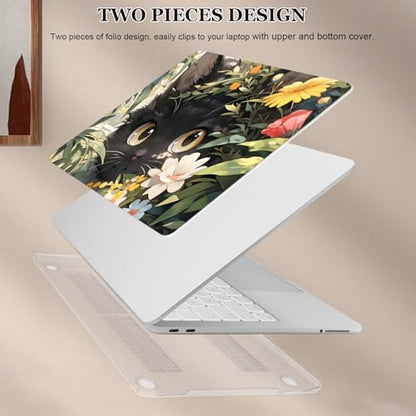 Compatible with MacBook Neo 13 inch Case 2026 Release Model A3404 Cover, Ultra-Thin Pattern Plastic Hard Shell Case Keyboard Cover Screen Protector Dust Plug, Purple Cute Black Cat - color: Cute Black Cat