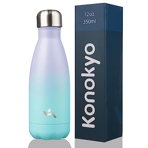 Konokyo Insulated Water Bottles,12 oz Double Wall Stainless Steel Vacumm Metal Flask for Sports Travel,Lavender Green - color: Lavender Green, size: 12 Ounces