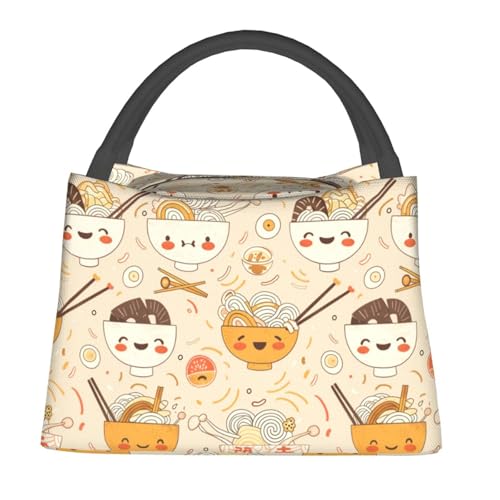 Cute Ramen Noodle Lunch Bag for Women, Girls, Kids, Reusable Insulated Lunch Box for Work, Office, Picnic, Travel, School, Gifts - color: Cute Ramen Noodle