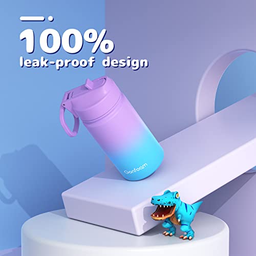 Gonfoam 20oz Kids Stainless Steel Insulated Water Bottle, 2 Pack | DIY Stickers, BPA-free, Leak-proof, Sturdy, Keeps Cold 24h, Easy to Carry, Easy to Clean, Back to School, Gifts - color: Blue/Purple, size: 20 Ounces