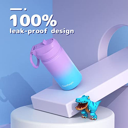 Gonfoam 20oz Kids Stainless Steel Insulated Water Bottle, 2 Pack | DIY Stickers, BPA-free, Leak-proof, Sturdy, Keeps Cold 24h, Easy to Carry, Easy to Clean, Back to School, Gifts - color: Blue/Purple, size: 20 Ounces