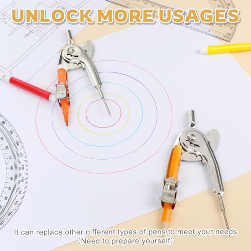 Mototo 30-PCS Geometry Tool Set, Math Compass for Geometry and 6 Inch Protractor Set Include Metal Compass with Pencil and Clear Plastic Protractor for Student Classroom Office Woodworking Art Drawing - style: 30 Pack