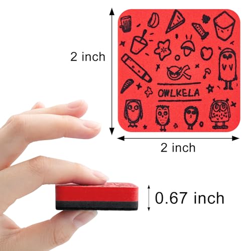 OWLKELA 30Pcs Dry Erase Erasers, Magnetic Whiteboard Eraser, Mini Whiteboard Cleaning Pads for Classroom, Office and Home, Red - color: Red, size: 30 Pcs