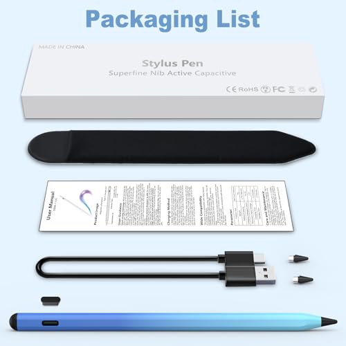 Stylus Pen for iOS&Android Touch Screens, Active Pencil for Samsung, Smart Digital Stylus Pens for Lenovo/Huawei/Vivo/Mi Tablets, iPhone/Google Pixel Smart Phones Drawing&Writing (Gradient Blue) - color: Gradient Blue