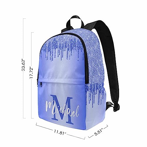 Custom Name Backpack Bag for Boys Girls, Personalized Blue Purple Shinning Glitter Monogram Schoolbag Casual Backpack Customized Bookbag or Lunch Bag for Kids Unisex Back School Camping Travel - color: Multi 15