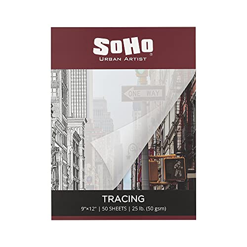SoHo Urban Artist Vellum Tracing Paper Pads 12 Pack 9x12 - Translucent Vellum Paper for Drawing, Tracing, Different Media Types - size: 9x12" Pack of 12