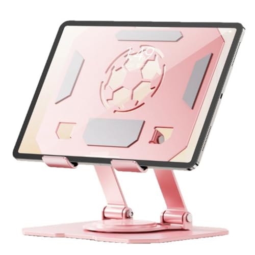 Double Axises Height Adjustable Foldable Tablets Holder with Rotating Base Carbon Alloy Design - color: Black