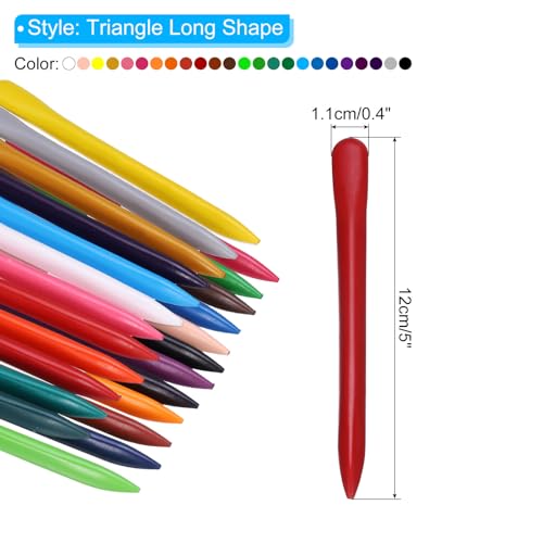 PATIKIL Washable Crayons, 24Pcs 24 Colors Easy to Grip Triangle Long Crayon with Cute Box for Art Craft Supplies Drawing Learning & Practice Festival Gift