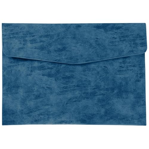 A4 PU Leather Portfolio Filing Envelope Oragnizer Thin Waterproof File Holder Document Folder with Snap Closure Pocket Letter Receipt Storage Case for Contract Stationery Tablet(Blue) - color: Blue Texture