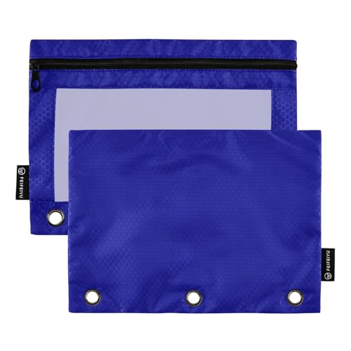 Gredecor Binder Pencil Pouch 3 Ring Navy Blue Zipper Pencil Pouches Case 2 Pack Clear Binder Organizer for School Office - color: Navy Blue