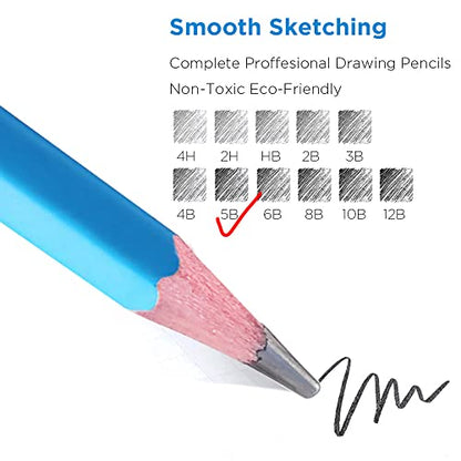 Sketch Pencils for Drawing 5B, 12pcs Professional Art Drawing Pencils for Shading, Sketching & Doodling | Graphite Pencil for Artists & Beginners - style: 5B 12pcs