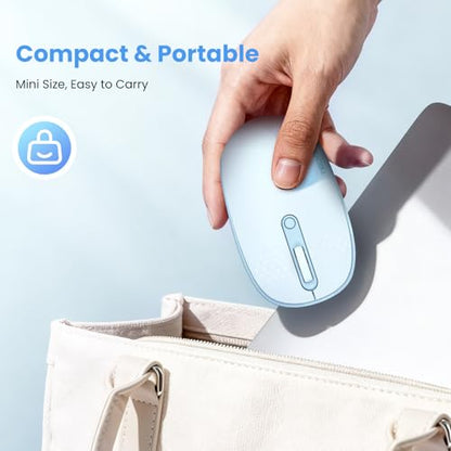 TECKNET Wireless Mouse,Bluetooth Mouse (BT5.3/5.0 & 2.4G) with USB Receiver Silent Optical Computer Mice，Wide Compatibility - color: Blue