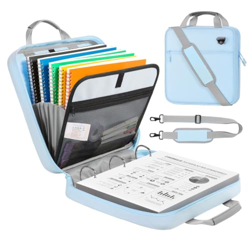 Moko Zipper Binder, 3 Inch 3 Ring Binder with Zipper,700 Sheets Capacity Zipper Binder with Shoulder Strap & Handle,Multi-Pocket Zipper Binder Organizer for Middle School, Blue+Gray - color: Blue + Gray, size: 3 Inches D-ring