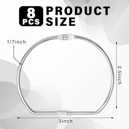 Dunzoom 8 Pack 3 Inch Loose Leaf Binder Rings Large Book Metal D-Shaped Rings with Nickel Plated Steel for Index Cards Keychain Washi Tape Receipts Memos Files DIY Photos Craft Supplies - size: 3 Inch