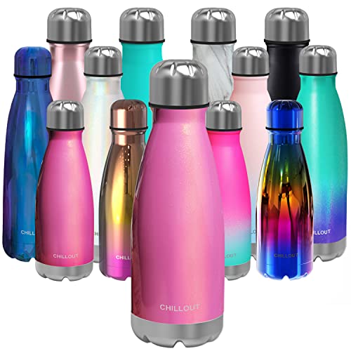 CHILLOUT LIFE 12oz Kids Insulated Stainless Steel Water Bottle, Leak Proof | Small Metal Water Bottle, Keeps Drinks Cold 24H & Hot 12H, Leak-Proof Screw Lid, Perfect for School, Travel & Sports - color: Pink Sparkle