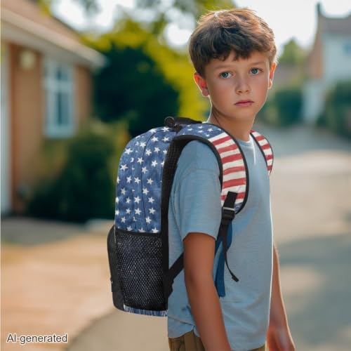 American Flag Coconut Tree 3PCS Kids Backpacks for Teen Girls Boys, 17 Inch School Bookbag Set with Lunch Bag Pencil Case 3 in 1 Lightweight Daypacks for Middle High School Students - color: American Flag Coconut Tree