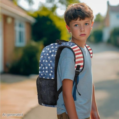 American Flag Coconut Tree 3PCS Kids Backpacks for Teen Girls Boys, 17 Inch School Bookbag Set with Lunch Bag Pencil Case 3 in 1 Lightweight Daypacks for Middle High School Students - color: American Flag Coconut Tree