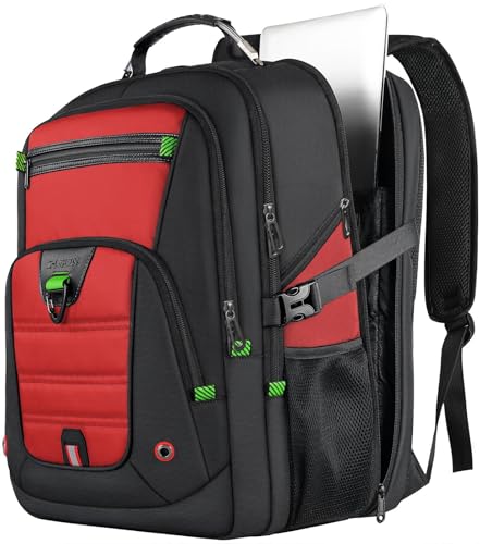 Z-MGKISS Extra Large Backpack for Men,Gaming Travel Bag Fit 18.4-19" Laptop | Long-Term Durability, TSA Friendly,Anti-Theft,Large Capacity,Water Resistant,Heavy Duty,Daypack for Gym College Business Work - color: Red, size: 18.4 Inch (22''x15''x12'')