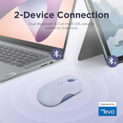 Lenovo 350 Wireless Bluetooth Mouse, Silent Click, 3 Level DPI (1000, 1600, 2400), 36 Month Battery Life, 2 Device Pairing, Meta Grape - color: Meta Grape