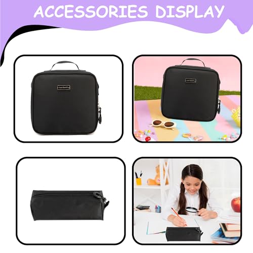 Kids Rolling Backpack for School Rolling Backpack for Girls 8-12 Roller Backpacks for Girls 10-12 with Lunch Box Pencil Case Back to School - color: Solid New Black