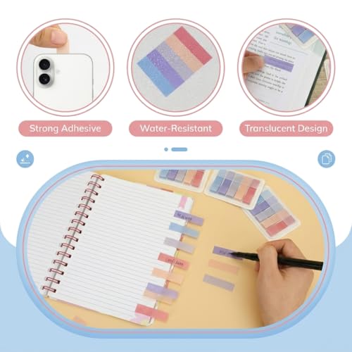 Mr. Pen- Transparent Sticky Notes Tabs, 600 pcs | Transparent Pop Up Writable Colored Book Index Tab, File Flags, Self Adhesive Divider Sticker for Notebook, Office, School