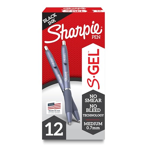 Sharpie S-Gel Pens, Frost Blue Barrel, Medium Point (0.7mm), Black Gel Ink, 12 Count - Office Supplies, Journaling, Writing, Note-Taking - color: Frost Blue